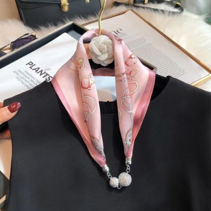 Picture of Pink imitation silk scarf