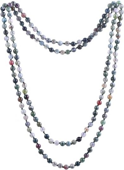 Picture of A Qitian 6mm India Agate Beads Necklace Women Handmade Long Necklace Stone Beads Necklaces 47''