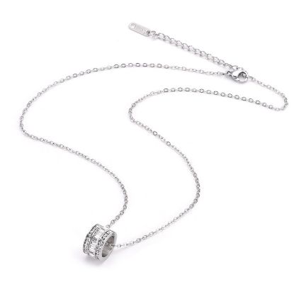 Picture of Light luxury diamond inlaid cylindrical pendant necklace