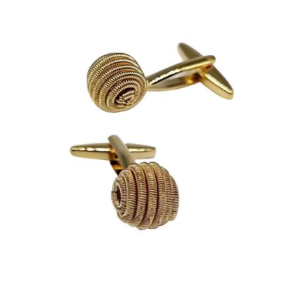 Picture of Steel wire ball Fried Dough Twists shaped metal cufflinks Men's French shirt cufflink button