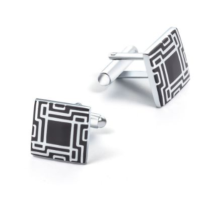 Picture of High end square circular retro patterned metal cufflinks