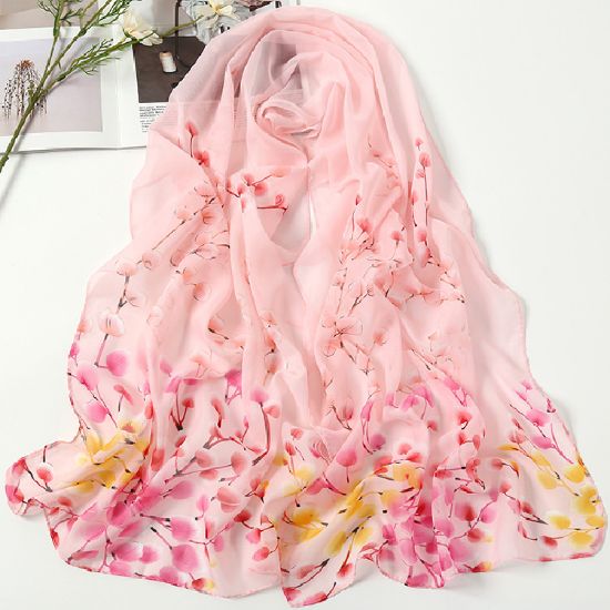 Picture of New Camellia Flower Chiffon Scarf